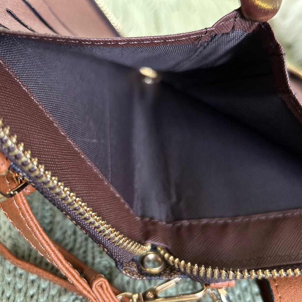 NEW Unbranded Poppy Geometric Crossbody Phone Bag with Tan Strap- Brown - Picture 7 of 8